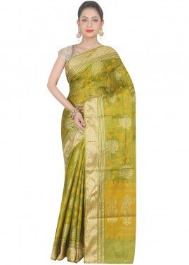 Green Woven Saree In Pure Banarasi Silk
