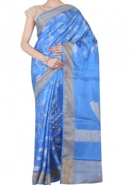 Sky Blue Saree in Pure Banarasi Silk