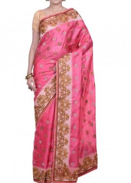 Pink Saree in Pure Banarasi Silk