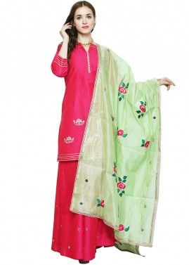 Readymade Pink Cotton Silk Sharara Set