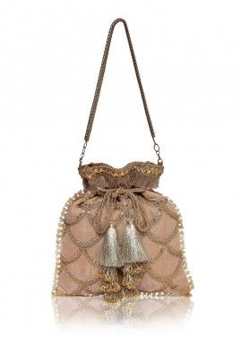 Brown Sequins Embroidered Heavy Potli Bag