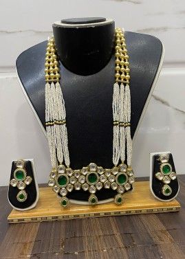 Green Kundan & Beads Studded Necklace Set