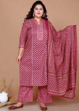 Readymade Pink Palazzo Suit In Floral Print