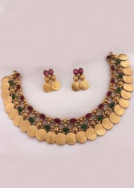 Multicolor Embossed Work Necklace Set
