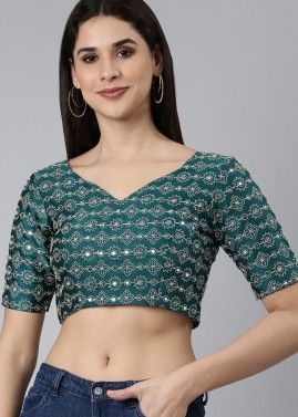 Green Color Silk Saree Blouse 