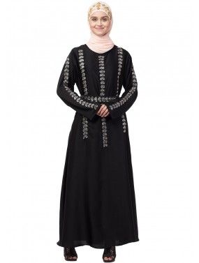 Readymade Beads Embroidered Abaya With Belt