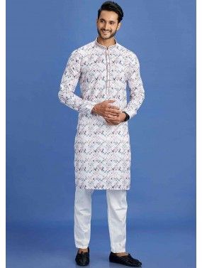 Multicolor Digital Printed Kurta Pajama In Cotton
