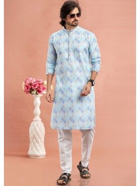 Multicolor Digital printed Men's Kurta Pajama