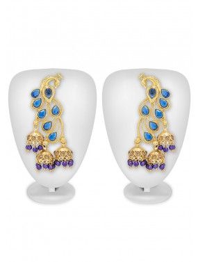 Golden And Blue Stone Studded Earrings
