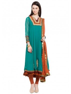 Readymade Turquoise Faux Georgette Salwar Suit