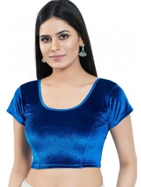 Blue Color Velvet Saree Blouse 