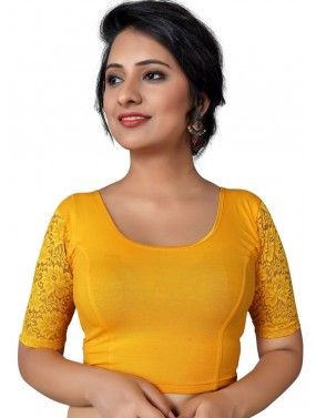Yellow Color Lycra Saree Blouse 