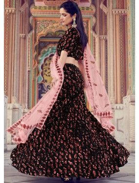 Black Lycra Sequins Embellished Lehenga Choli