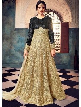 Black & Golden Embroidered Abaya Style Suit