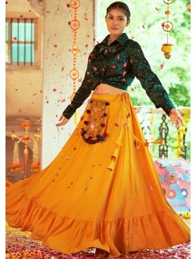 Yellow Banarasi Silk Lehenga With Embroidered Choli 2442LG04