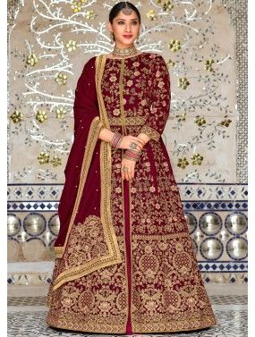 Net Embroidery Lehenga Choli In Maroon Colour - LD5680065