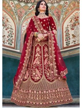 Red Embroidered Bridal Lehenga Choli