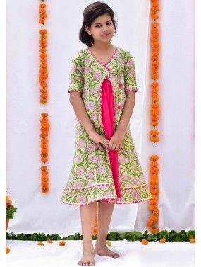Readymade Pink Jacket Style Dress For Kids
