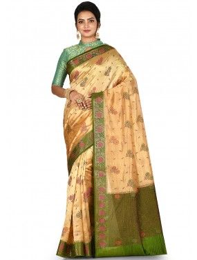 Gold Traditional Woven Saree In Silk