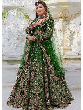 Buy Pista Green Embroidered Kurta With Flared Georgette Mehendi Lehenga and  Contrast Peach Embroidery Dupatta. Online in India 