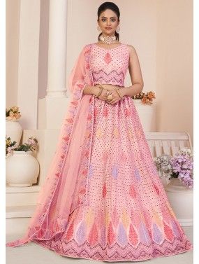 Pink Sequins Embellished Lehenga Choli