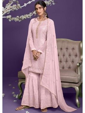 Pink Sequins Embroidered Pakistani Salwar Kameez With Dupatta