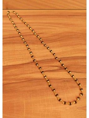Brown & Golden Beaded Chain Necklace