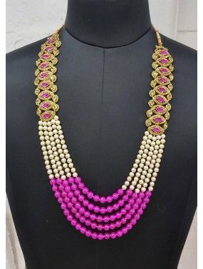 Pink Bead multi strand Long necklace, beaded multi layer necklace, Par –  Indian Designs