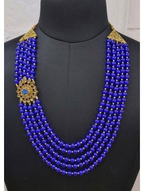 Blue Bead Studded Kantha Mala