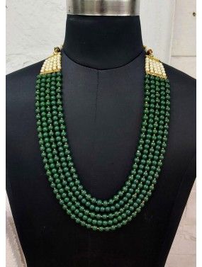 Green Bead Studded Kantha Mala