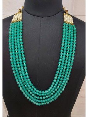 Green Multi Chain Bead Studded Kantha Mala