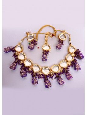 Purple Meenakari Necklace Set 