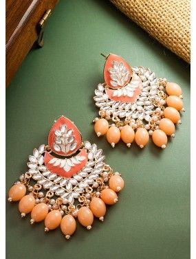 Orange Meenakari Work Earrings