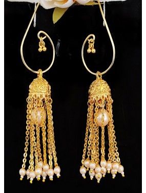 Golden Beads Alloy Based Jhumka Earrings