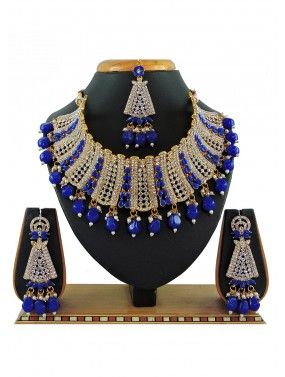 Blue Necklace Set In Stone Work
