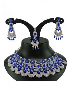Blue & White Stone Necklace Set
