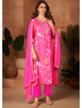 Georgette Embroidered Vol 21 Nishbat Studio Readymade Pant Style Suits,  PINK & GREEN at Rs 1350 in Ahmedabad