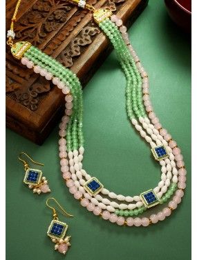 Multicolor Stone Studded Necklace Set