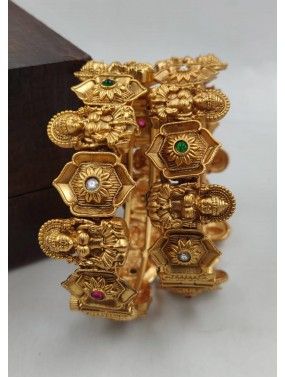 Golden Stone Studded Bangels Set