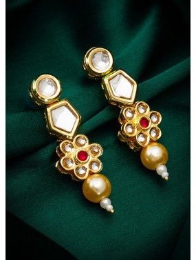 Golden Stone Work Earrings