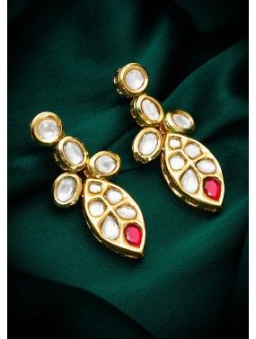 Golden Studded Stone Earrings