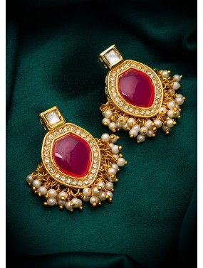 Red Stone Studded Studs