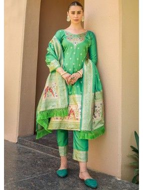 Green Woven Work Pant Suit Set