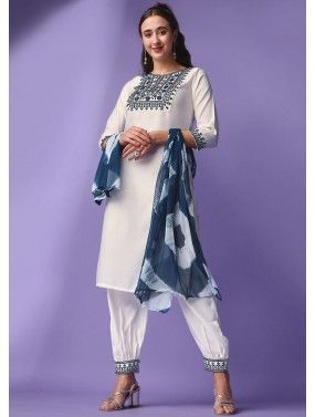 Readymade Off White Embroidered Pant Suit