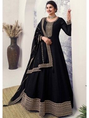Black Prachi Desai Embroidered Anarkali Suit Set
