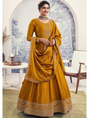 Yellow Prachi Desai Embroidered Anarkali Suit Set