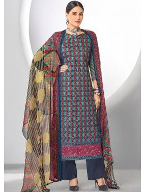 Multicolor Printed Pant Suit in cotton