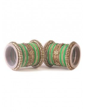 Green Stone Studded Bangle Set
