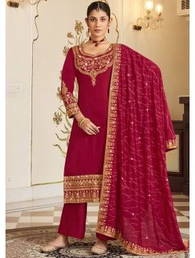 Pink Embroidered Pant Suit & Dupatta