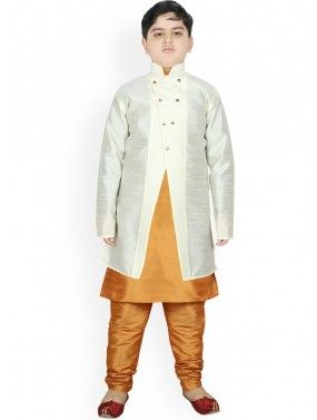 Readymade Golden Kids Kurta Pajama & Jacket